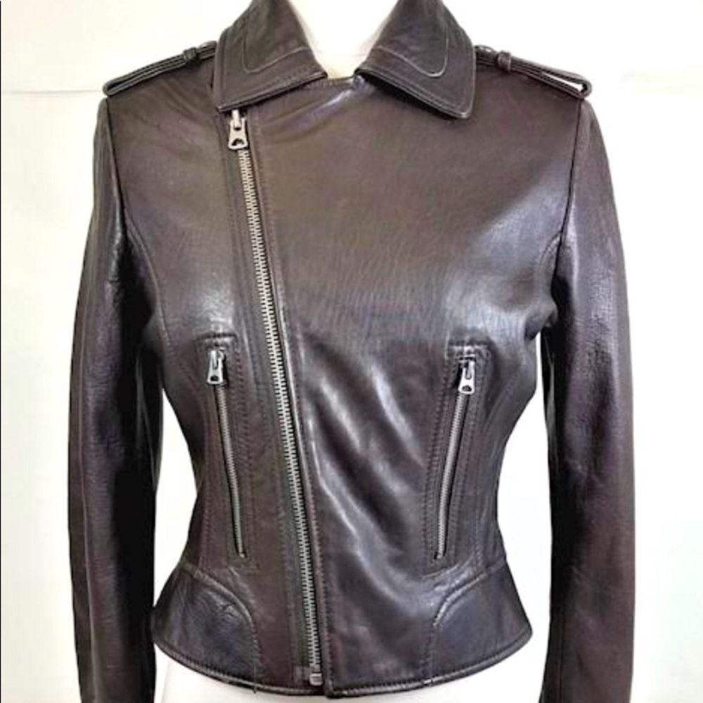 Buffalo David Bitton Brown Leather Moto Style Jacket • Size: Small